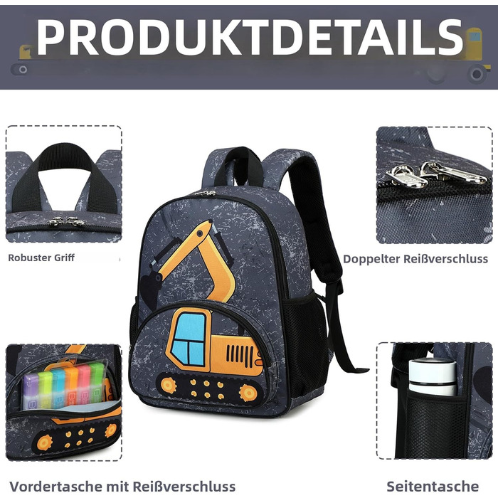 Дитячий рюкзак LOIDOU для хлопчика, 38 см, 3-8 років (темно-сірий)