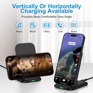 Бездротовий зарядний стан Google Pixel, 15W, чорний. Сумісний з Google Pixel 10/9/Pro/8/7/6/5 та Samsung Galaxy S25+/S24 FE/S23/S22/S21 (Foldable)