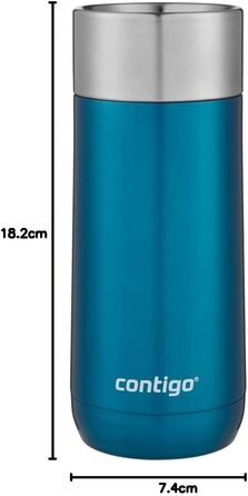 Термокружка Contigo Luxe Autoseal з нержавіючої сталі, 360 мл, Biscay Bay. Зручна, витривала, з легкою очисткою, без BPA. Ідеальна для кави на винос.