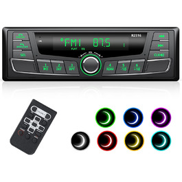 Автомобільна магнітола Wistrue 1DIN з Bluetooth, RDS, FM/AM, USB, AUX, SD, MP3, підсвічування 7 кольорів, для iOS та Android