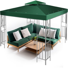 Replacement Gazebo Canopy Cover for Gazebo, 2.5 x 2.5 m, Waterproof Cover - Double-Layer UV30 Cover for Awnings, Garden, Terrace, Yard, Tent (Ivory) (Green)