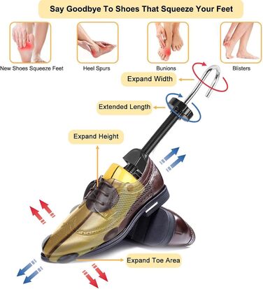 Halcent Shoe Stretcher for Men and Women 2-Way Shoe Stretcher Plastic & Metal Shoe Expander Shoe Width Adjuster for Adjustable Length and Width Shoe Stretcher with Shoehorn