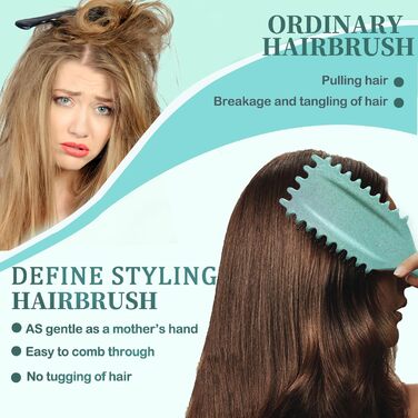 Щітка для локонів Lockenbürste: розгладжує, формує та підкреслює локони, нейлонові щетинки, унісекс (зелена, 24 см)