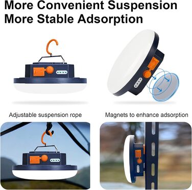 LED Camping Lamp 2000 Lumens Camping Lantern with 9900mAh Power Bank Rechargeable Tent Light, Searchlight Camp Light with Hook Emergency Light for Power Outages, Hiking, Camping, Emergency