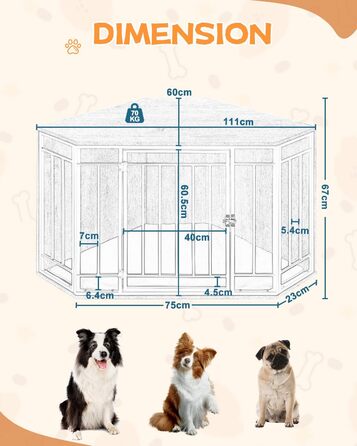 Клітка для собак EUGAD, собача будка для дому, металева, 111x67x60 см, з подушкою