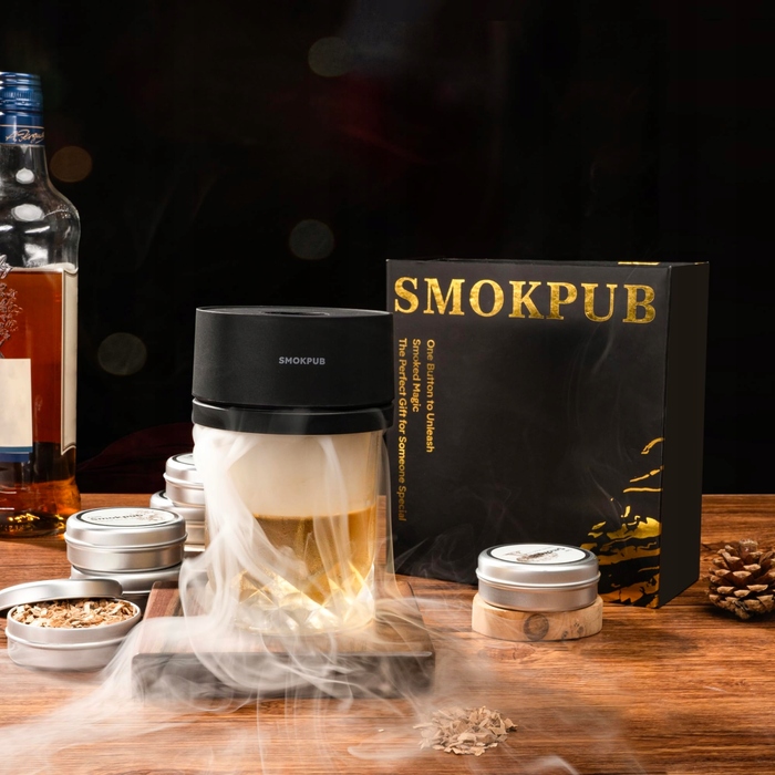 Набір для копчення віскі SMOKPUB із вбудованим запальником та 6 видами стружки
