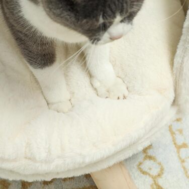 PawHut Софа для собак з подушкою, дерев'яні ніжки, миється, підняте ліжко для домашніх тварин, софа для котів та маленьких собак, 40,5 x 40,5 x 33 см (кремово-білий)