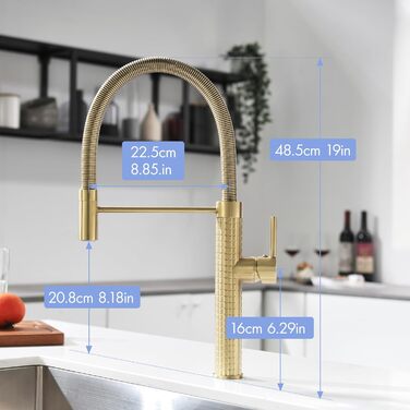 Сучасний кухонний змішувач AIMADI з висувною лійкою та 360° поворотом, чорний/рожеве золото, з двома виходами, для високого тиску