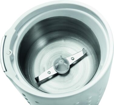 Електрична кавомолка ECG KM 110 для кави та горіхів, з нержавіючої сталі, біло-срібна