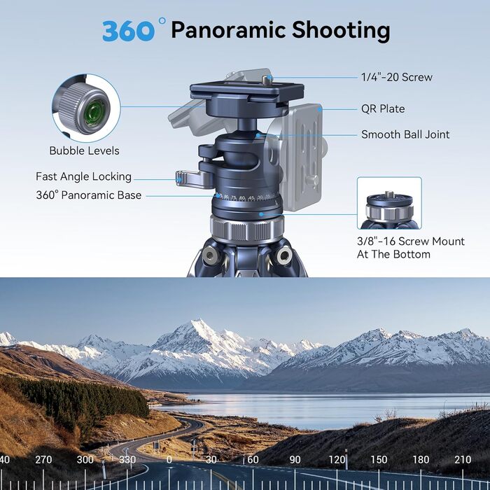 Штатив SMALLRIG для камери з компактною центральною колоною, 360° кульковою головкою, QR-пластиною, вантажопідйомністю до 8 кг, для DSLR-камер -4222B