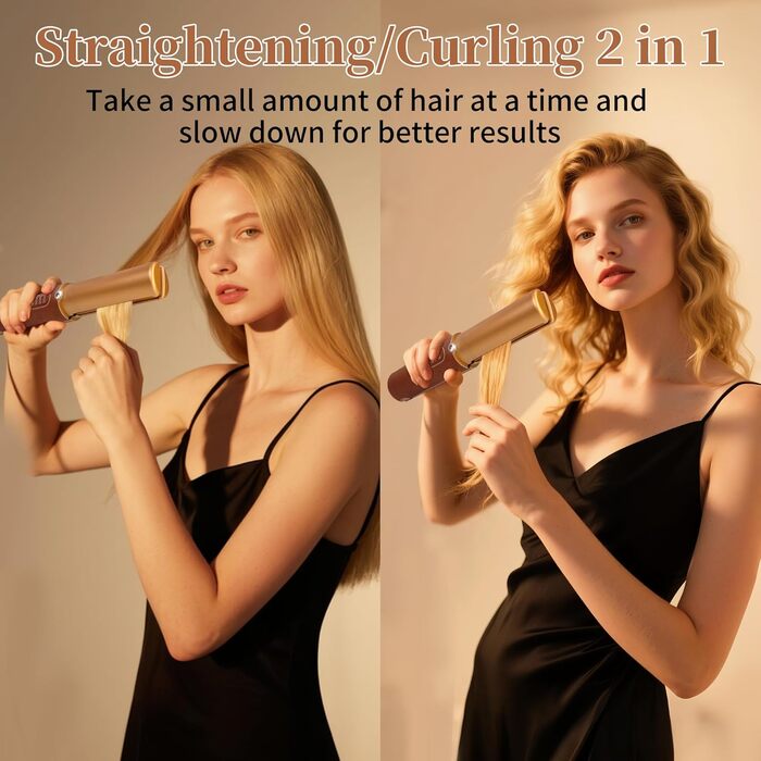 Бездротовий випрямляч для волосся 2-в-1 з акумулятором 5000mAh, міні-випрямляч для подорожей, випрямлення та завивання, портативний, швидкий нагрів 210°C/410°F, колір: коричневий, бренд: Urban Ol