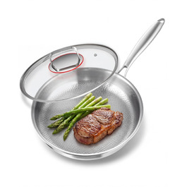 Сковорода з нержавіючої сталі 30 см Titan, з кришкою, для індукційних плит, 18/10, підходить для духовки та посудомийної машини