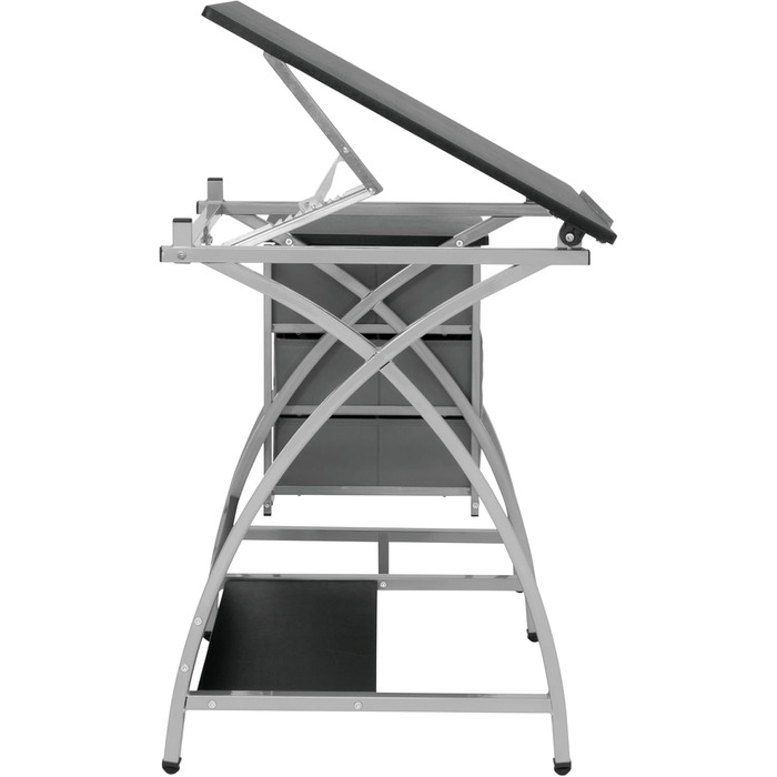 SD Studio Designs Comet Center Plus Craft Table & Stool Set with Storage - Adjustable Top - Silver/Black