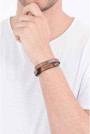 Чоловічий браслет Diesel з шкіри або синтетики з застібкою-шпилькою (колір: коричневий)