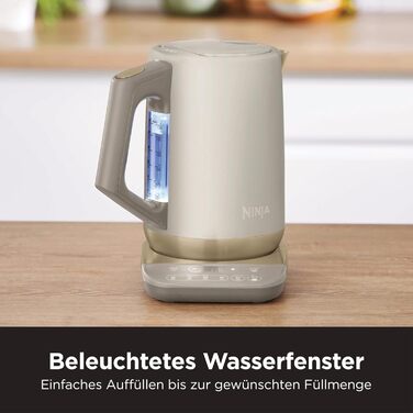 Електричний чайник Ninja Perfect Temperature, 1.7 л, швидке кип'ятіння, 6 температурних режимів, функція підтримання тепла, Stonegold, KT201EUSTGD