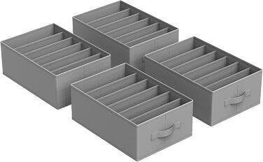 SONGMICS Set of 4 Drawer Organizers, 6 Compartments, Closet Organizer, Foldable, Clothes Organizer, 16.3 x 12.1 x 7 inches, for Pants, Clothing, Dove Gray, URUS009G04