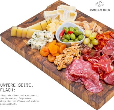 Дерев'яний обробний дошка Erke Schneidebrett з текового дерева, 44 x 29.5 x 3.2 см, з жолобом для соку, товщина 3.2 см