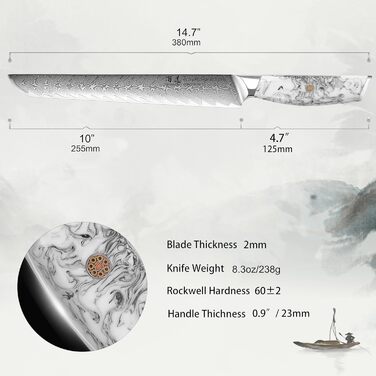 Японський ніж SHANGDAO Kiritsuke 20 см, 67 шарів сталі, ніж для суші та нарізки, професійний ніж для кухні