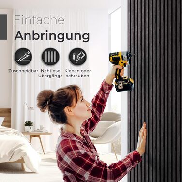 Акустичні стінові панелі з натурального дерева горіх та чорного фетру, 120x60 см, набір 2 шт. — 3D панелі для шумоізоляції та оздоблення стін