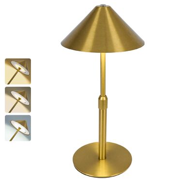 Нічник бездротовий акумуляторний Wiederaufladbare для вітальні, спальні, їдальні - Gold (латунь) з лампочкою, димуванням, сенсорним керуванням, 3-в-1