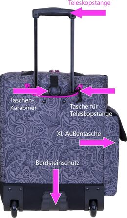 Alessandro Shopping Trolley Shopping Trolley (Gray Paisley Zip Purple)