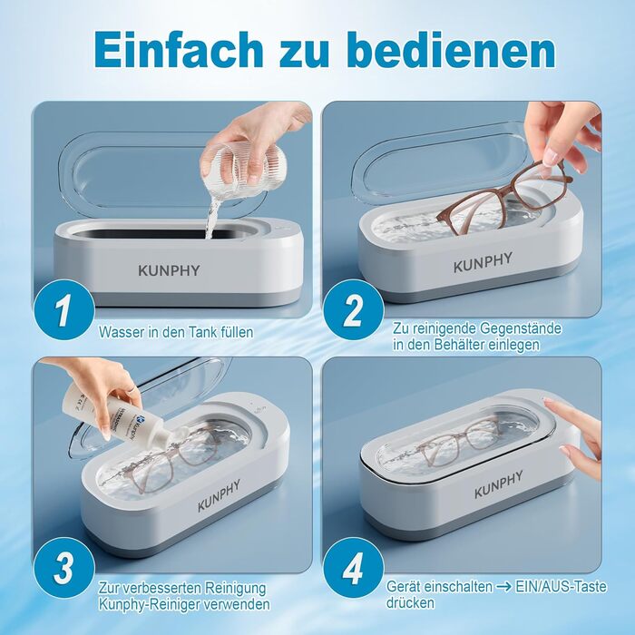 Ультразвукова очищувачка для окулярів та ювелірних виробів 350мл 46KHz, Ультразвуковий очисник для окулярів, прикрас, годинників, брекетів, зубних протезів та контактних лінз White-350ML