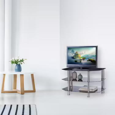 Relaxdays TV Table Black Glass