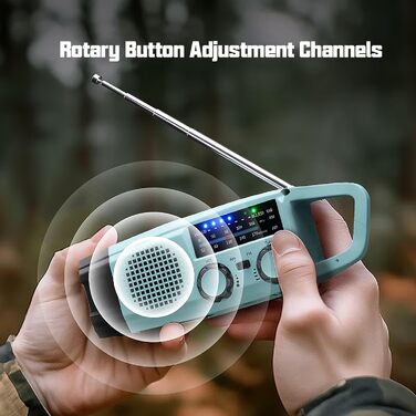 Радіо на сонячній батареї та з ручкою, 2000mAh, Power Bank, SOS-сигнал, ліхтарик, AM/FM, для кемпінгу та надзвичайних ситуацій