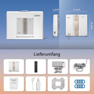 Робот для миття вікон Lydsto WL07Max з розпилювачем, 8000Pa, 4 режими, 110 мл, для кутів, білий