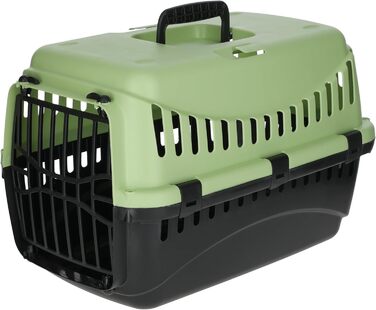 Kerbl Pet Transportbox Expedion: переноска для тварин 45x30x30 см, для котів, собак, кроликів до 10 кг, пластик, зелено-темно-сіра