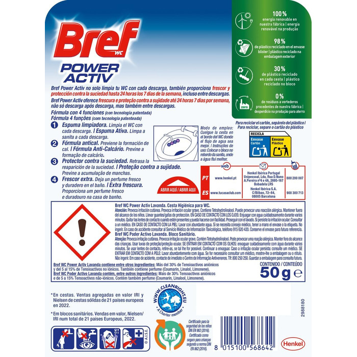 Блоки для унітазу Bref Poweractive Лаванда, 10 шт по 50 г