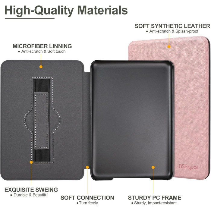 Чохол для Kindle/Kobo з підставкою та авто-ввімкнення/вимкнення (рожеве золото)