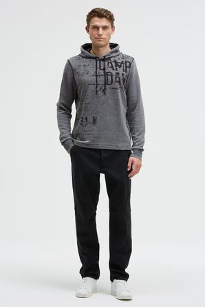 Чоловічий легкий худі Camp David з ефектом вигорання та малюнком, колір чорний, розмір XL