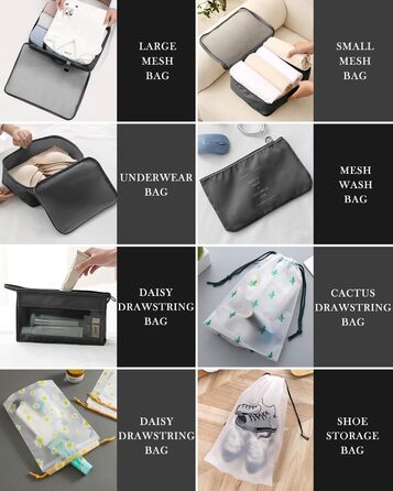 Набір органайзерів для валізи 18 шт., водонепроникні Packing Cubes, чорний - ідеальний органайзер для подорожей з сумкою для одягу