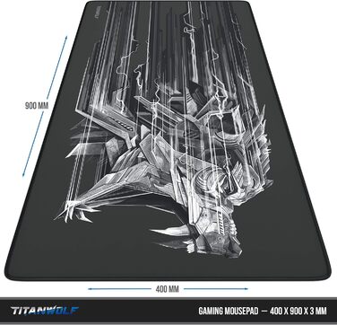 Килимок для миші TITANWOLF XXL Speed Gaming - 900 x 400 мм - великий, з антиковзаючим покриттям, для геймінгу