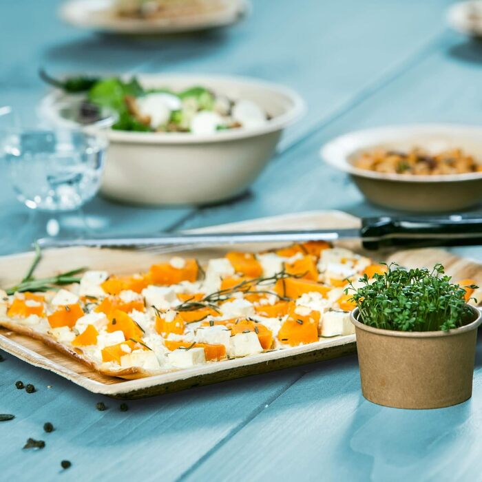 BIOZOYG Serving Platter, 100 Pieces, 32.5 x 27 cm Rectangular - Palm Leaf Plates Serving Tray Cake Plate Compostable Tray - Snack Plates, Alternative to Slate Boards