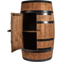 Wine Barrel Stand with Door - Liquor Cabinet, Bottle Rack, Wooden Shelves - Wooden Barrel - Barrel Furniture - Wine Rack - Wine Rack - Wine Bar - Barrel Bar with Door - Barrel Bar Minibar 80cm High (Wenge)