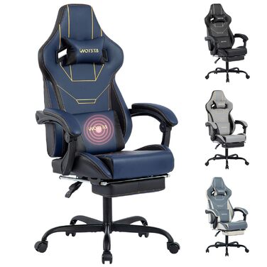 Геймерське крісло Ergonomisch з підставкою для ніг, регульованою висотою, блакитне. Офісне крісло з підтримкою попереку для комп'ютера