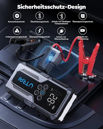 Powerbank Starthilfe UTRAI для автомобіля: 4500A, компресор 150PSI, швидка зарядка 18W, ліхтар, запуск двигуна до 8.5L бензину/6.5L дизеля