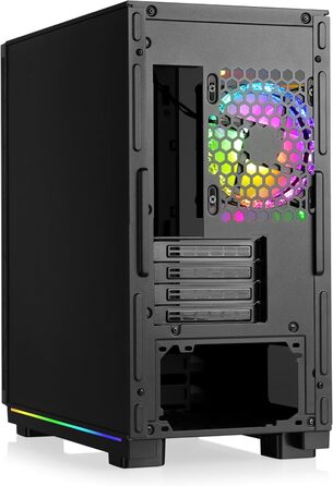 Корпус для ігрового ПК VITRUM PRO - Midi Tower з RGB підсвічуванням, скляна бічна панель, встановлені вентилятори, підтримка ATX/mATX/Mini-ITX, білий, чорний