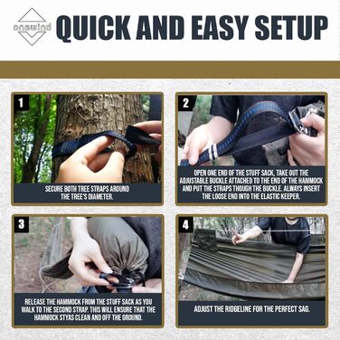 Onewind Premium 11' Camping Zippered Hammock, Single Portable Hammock with Mosquito Net and Tree Straps for Travel, Camping, Backpacking, and Hiking… (Green, 366cm*162cm)