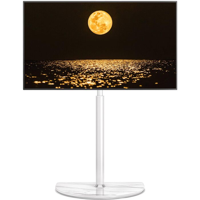 Підставка для телевізора RFIVER на підлогу для 81-165 см (32-65 дюймів) LED, LCD, OLED, плоских та вигнутих телевізорів, з поворотом ±25°, регулюванням висоти, міцною конструкцією до 40 кг, кабелеуправлінням, проста мармурова основа