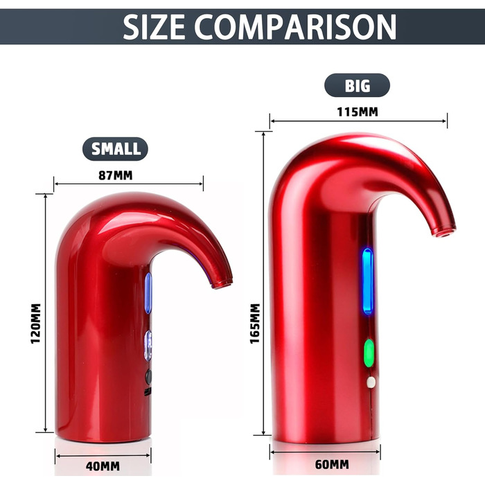 Electric Wine Aerator Dispenser, Electric Smart Decanter with Rechargeable USB Port, Electric Wine Decanter and Wine Dispenser Pourer, Wine Gift for Mother and Wife (Red01)