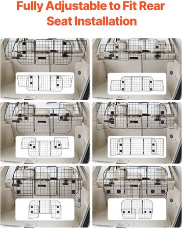 Автобар'єр для собак VEVOR - регульована перегородка, сітка (968x405 мм), захист для заднього сидіння, універсальна для SUV, позашляховиків, вантажівок, складана (93-150см*42см)