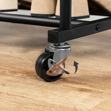 HOOBRO Clothes Rack with Wheels, Heavy Duty Clothes Rod, Garment Rack with 2 Clothes Rods and Shelf, Up to 100 kg Load Capacity, for Bedroom, Hallway, Dark Brown-Black EBF22LY01