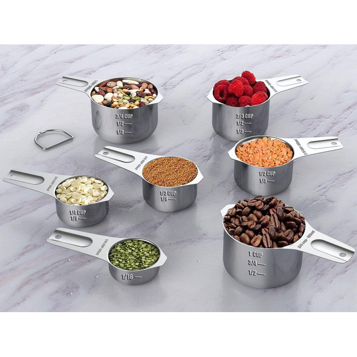 21-Piece Stainless Steel Measuring Cups and Spoons Set, Wildone Stackable Metal Measuring Cups and Spoons for Cooking and Baking, Includes 7 Cups, 9 Spoons, and 5 Mini-Spoons