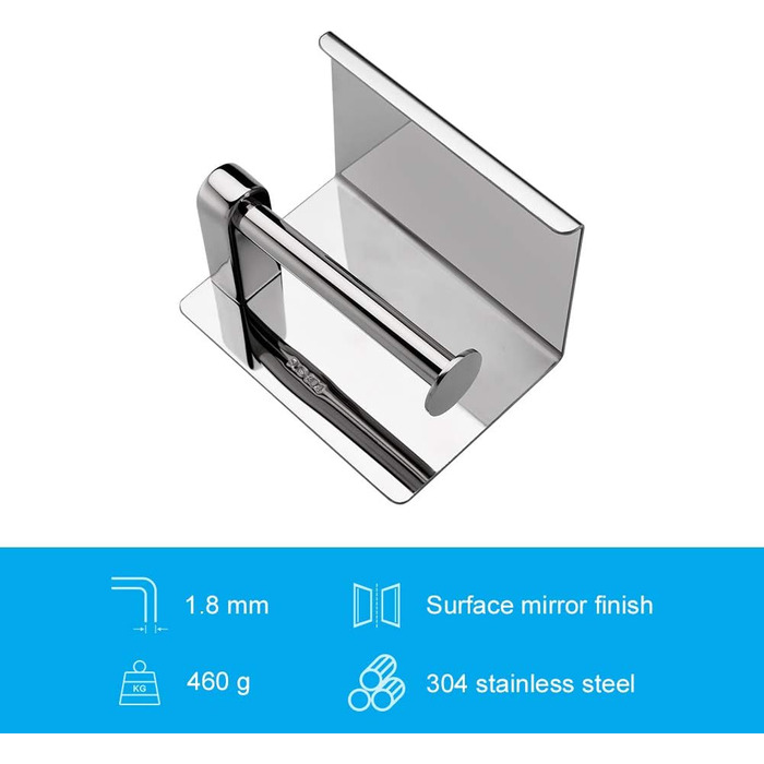 Тримач туалетного паперу Ibergrif з 2 способами монтажу, без свердління, з полицею, нержавіюча сталь (полірована)