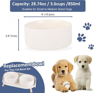 Керамічна миска для собак середніх та великих порід - важка, глибока, 1800 мл, біла