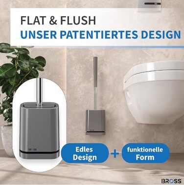 Силіконова щітка для унітазу Bross® - антибактеріальна, з тримачем, для стіни, 1 шт.