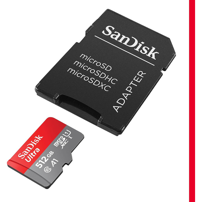 Карта пам'яті SanDisk Ultra microSDXC 512GB з адаптером, швидкість читання до 150 МБ/с для Android, смартфонів та планшетів